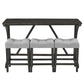 Avignon - Set of 4 - 24" Industrial Bar Table (59" x 19") with 3 Ergonomic Stools, Grey and Black Finish