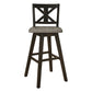 Hasting - Set of 2 - 29" Distressed Gray & Black 360° Swivel Pub Height Chairs - Solid Rubberwood X-Back Design, Bar Stool Chairs