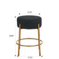 Omnira - Set of 2 - 24" Black Upholstered Round Bar Stools with Non-Slip Feet and Minimalist Design