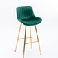 Intrin - Set of 2 - 26" Green Velvet Bar Stools with Chrome Footrest and Golden Legs