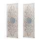 Large Wooden Wall Art Panels With Distressed Round Mirror Accents (Set of 2) - White