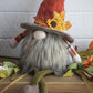 Sitting Gnome With Maple Leaf On Hat, For Holiday Harvest Festival Fall Festival & Thanksgiving Table Decorations (Set of 2) - Orange Multi