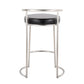 Rhapsodia - Set of 2 - 26" Black Faux Leather & Stainless Steel Fixed-Height Counter Stools Contemporary Padded Seat High-Back Design Indoor Use