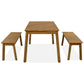 3 Pieces Acacia Wood Table Bench Dining Set For Outdoor & Indoor Furniture With 2 Benches, Picnic Beer Table For Patio, Porch, Garden, Poolside - Natural