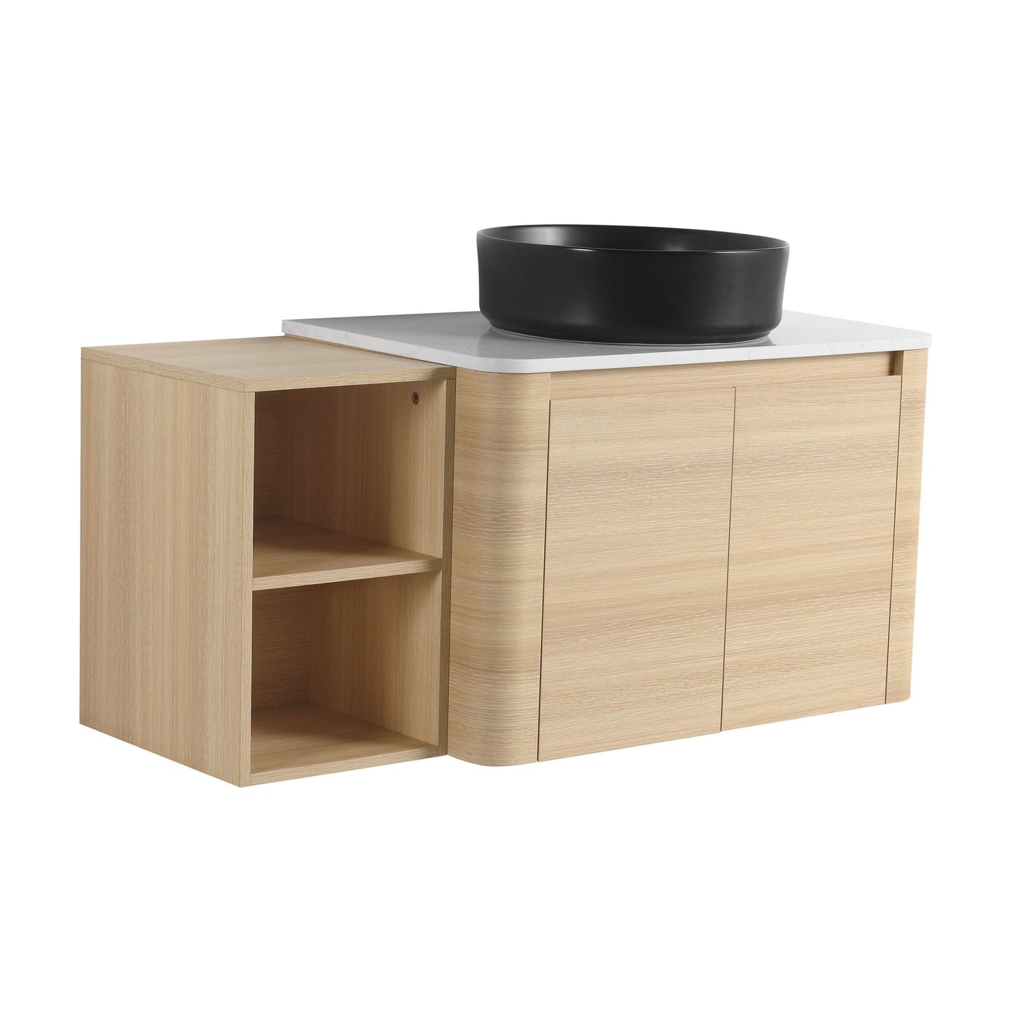 Mounted Bathroom Vanity With Art Sink, Storage Shelves, Soft Close Door