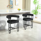 Rafferty - Set of 2 - 24" Black Chenille Upholstered Modern Bar Stool with Backrest, Black Metal Frame for Kitchen Island, Pub, or Club