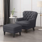 Enchante, Living Room Set With Tufted Back Club Chair And Ottoman - Gray