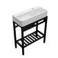 Inspired Console Sink With Built In Washboard, Overflow & Sleek Legs, 28" X 12" - White / Black