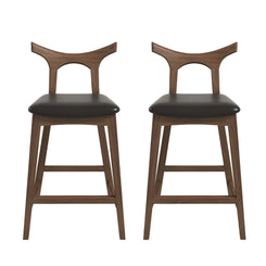 Hester - Set of 2 - 28" Black Solid Wood Upholstered Square Bar Chairs