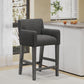 Levison - Set of 1 - 26" Upholstered Counter Stool in Charcoal Gray Fabric with Rubberwood Frame