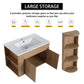 Modern Wall Mounted Bathroom Vanity With Sink And Storage Rack Soft Close Doors - Imitative Oak