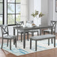 Glenn - Set of 6 - 25” Kitchen Dining Set with Rectangular Acacia Wood Table, 4 Upholstered Chairs & Bench - Seats 6