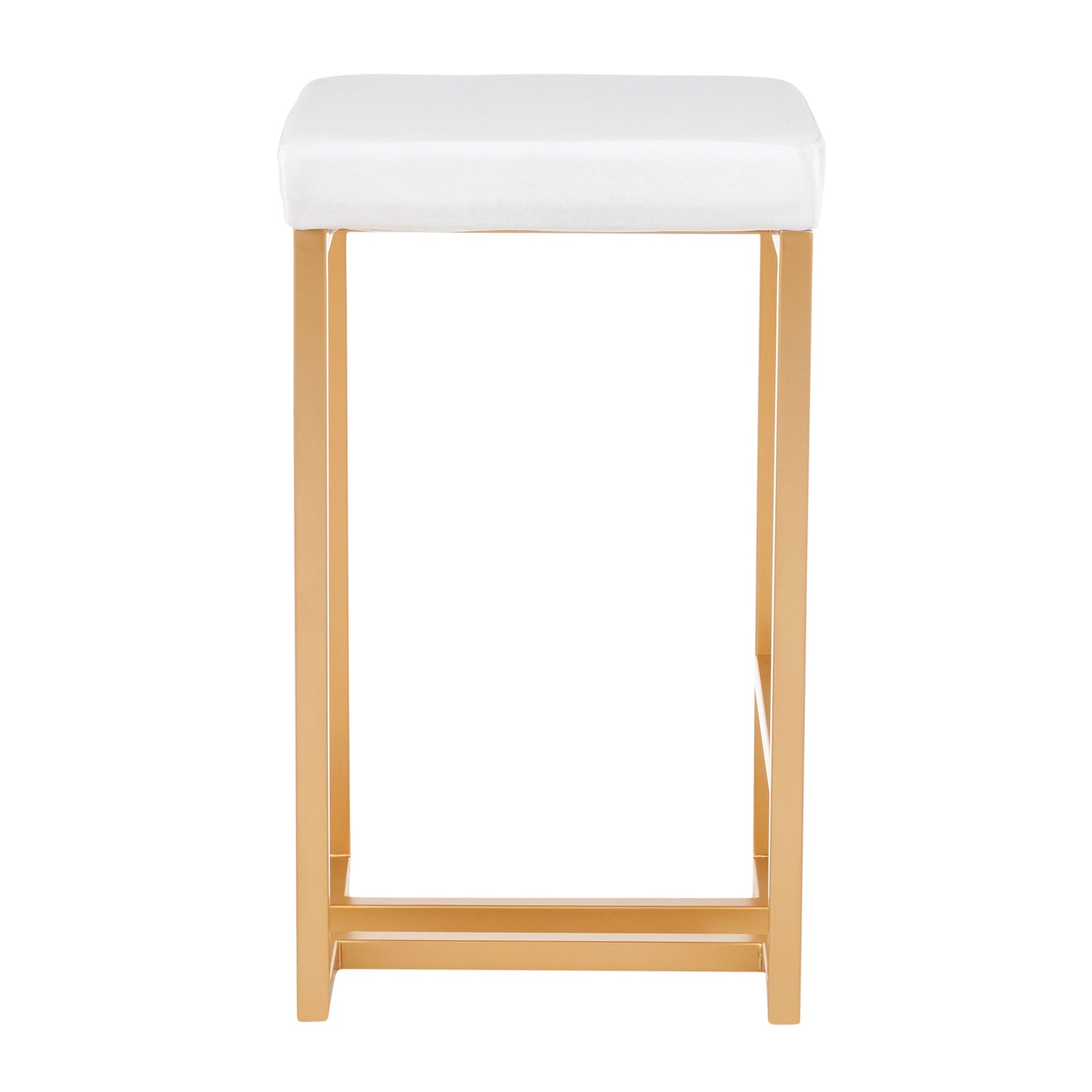 Mirel - Set of 2 - 26" Velvet Counter Stools with Gold Frame and White Cushion