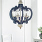 Wood Chandelier 6 Light Farmhouse Pendant Lighting Wood Hanging Light Fixture For Kitchen Living Dining Room, Bulb Not Included - Cream