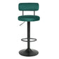 Hendrio - Set of 2 -  24.5"-30.5" Green Velvet Adjustable Bar Stools with Curved Backrest, Swivel Counter Height