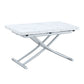 Modern Minimalist Multifunctional Lift Table With Metal Legs - White / Silver