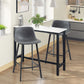 Harlequin - Set of 2 - 27.25" Gray Upholstered Armless Counter Height Bar Stools with Back and Steel Legs, Industrial Kitchen Dining Chairs