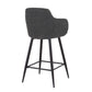 Erolis - Set of 2 - 26" Industrial Counter Stools in Black Metal with Grey Fabric Seat, Swivel, and Footrest - Swivel, Footrest