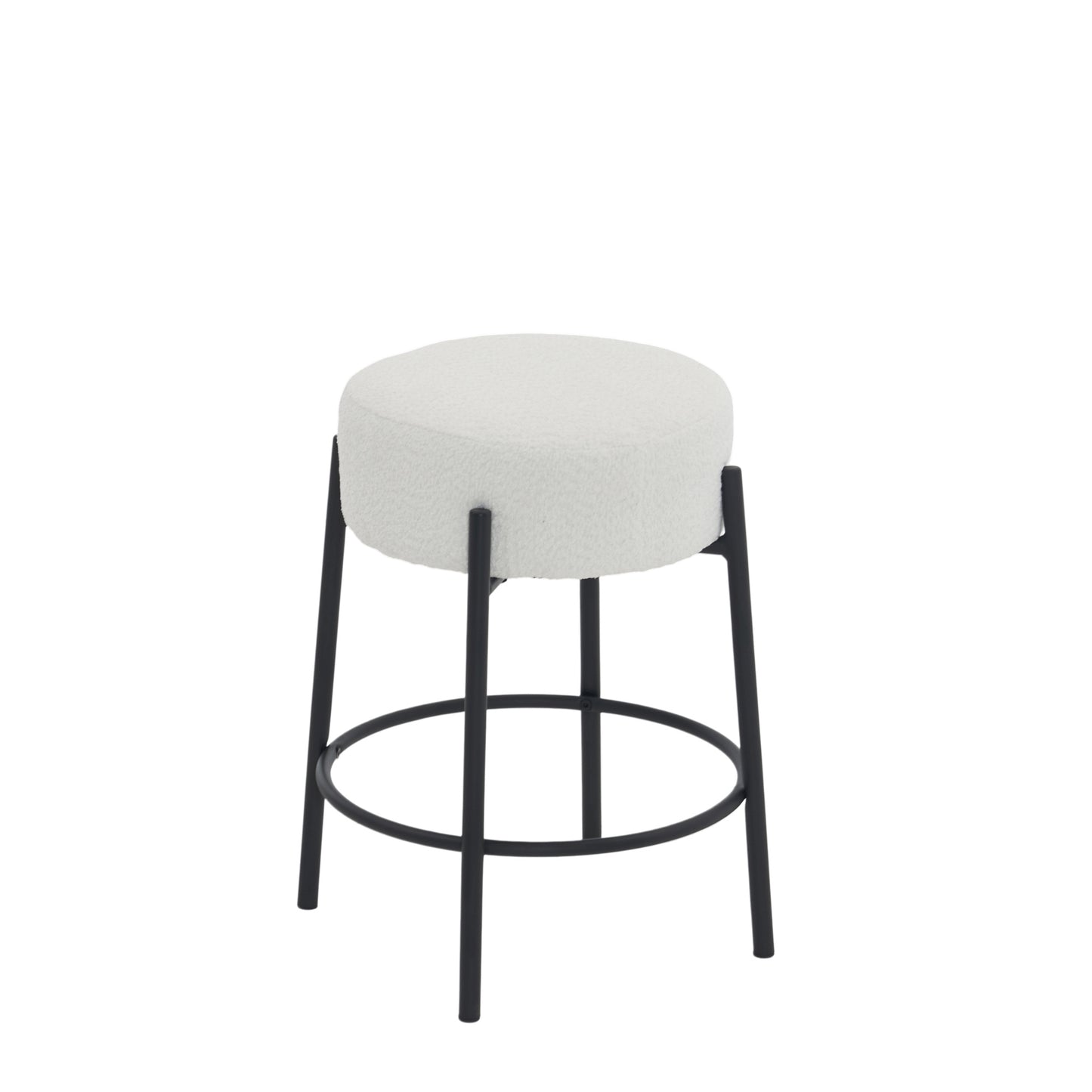 Madison - Set of 2 - 24" Fixed-Height Counter Stool with Beige Upholstered Round Seat and Non-Slip Support