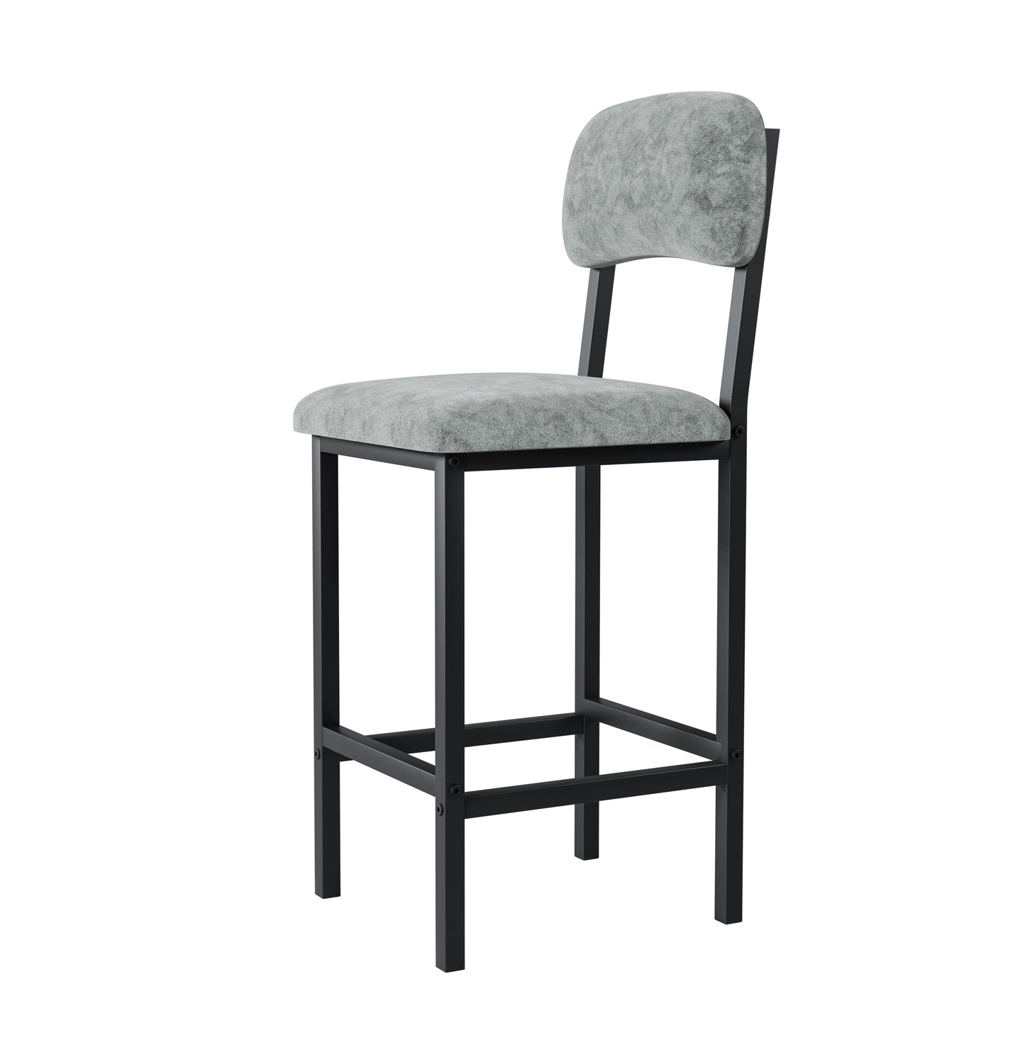 Hadria - Set of 2 - 28"  Gray Bar Table Set with 2 Upholstered Chairs, Compact Dining Table for Small Spaces, Rustic Pub and Breakfast Nook