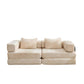 Convertible Floor Sofa Bed With Pillow Back Support Armrest