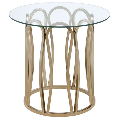 Round Glass Top Table With Polished Metal Base