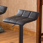 Halvore - Set of 2 - 26" Black Swivel Adjustable Height Bar Stools & Round Bar Table - Modern Faux Leather & Metal Dining Set