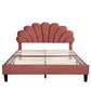 Upholstered Platform Bed With Flower Pattern Headboard