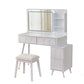 Modern Makeup Vanity Desk With LED Lights & Mirror 4 Drawer Dressing Table Set Space Saving For Bedroom - White