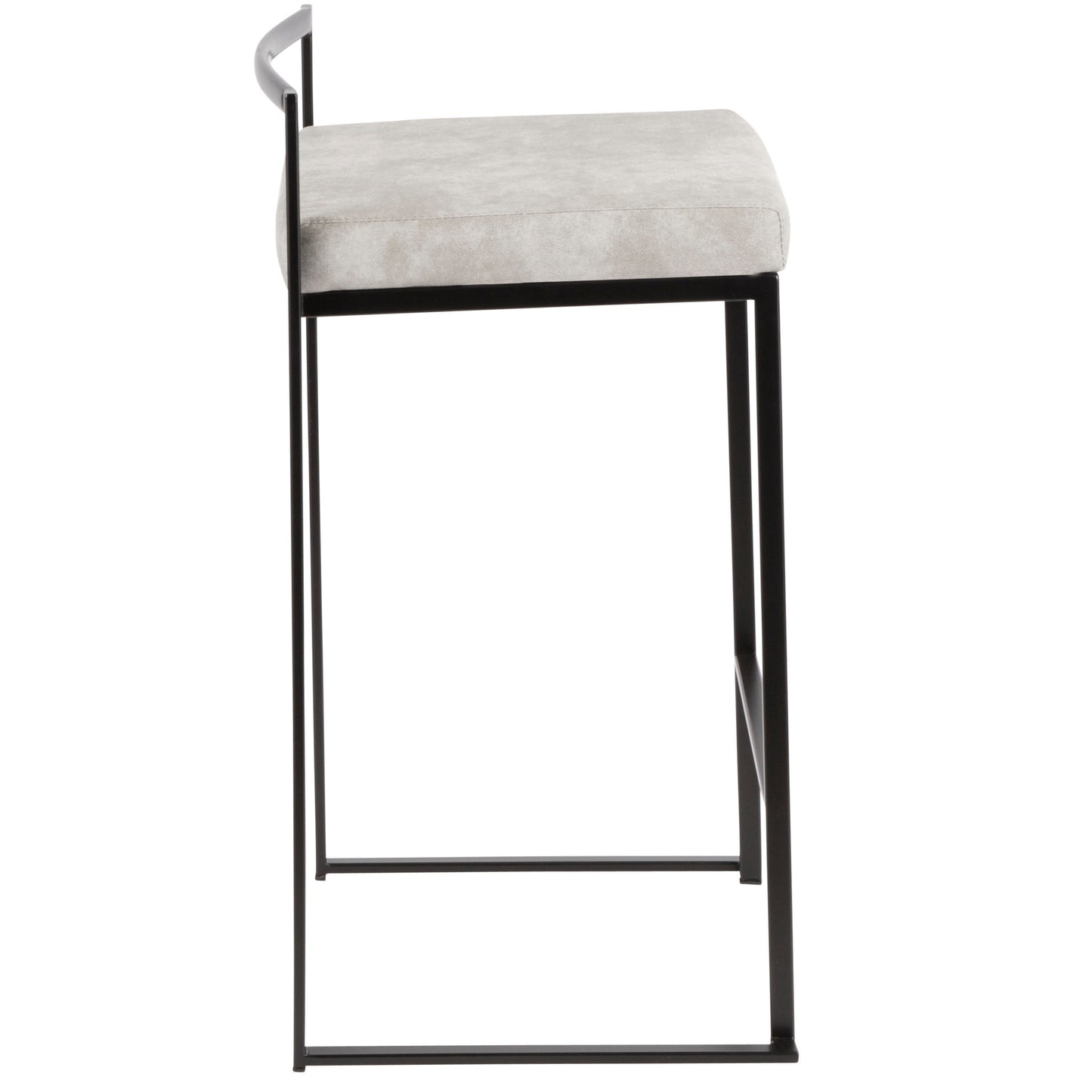 Fenmore  - Set of 2 - 26" Contemporary High Back Counter Stools in Stainless Steel with Gray Fabric