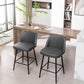 Harvaloni - Set of 2 - 26" Swivel Counter Stools with Grey Upholstered Seat and Metal Legs