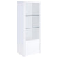 Lance - 3 Shelf Media Tower With Shelves And Hidden Cabinet - Gloss White