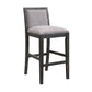 Selina Set of 2 - 30" Retro Bar Stools with Grey Upholstered Seat, Black Rubberwood Frame, and Sponge Cushion - Perfect for Kitchen, Dining Room, or Bedroom