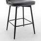 Harvaloni - Set of 2 - 26" Swivel Counter Stools with Grey Upholstered Seat and Metal Legs