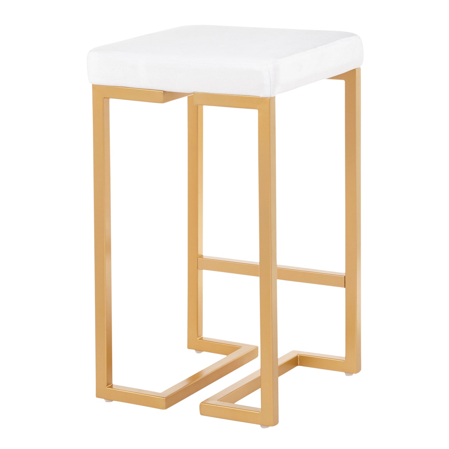 Mirel - Set of 2 - 26" Velvet Counter Stools with Gold Frame and White Cushion