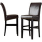 Harlan - Set of 2 - 24" Brown PU Leather Counter Stools with Gold Rivets and Black Rubberwood Legs