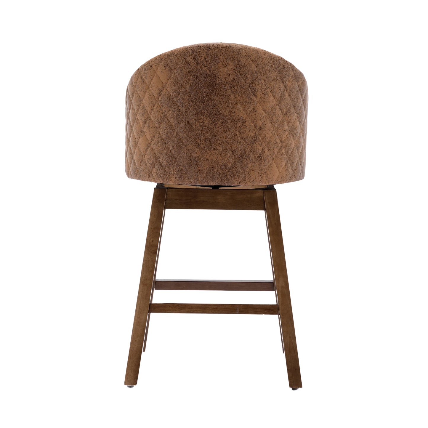 Hannah - Set of 2 - 29" Coffee Polyester Counter Height Swivel Bar Stools with Solid Wood Frame and 360-Degree Rotation