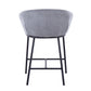 Aravine - Set of 2 - 24" Black Metal and Grey Fabric Counter Stools with Contemporary High Back Design