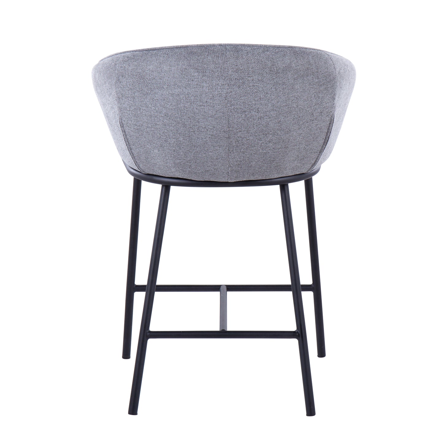 Aravine - Set of 2 - 24" Black Metal and Grey Fabric Counter Stools with Contemporary High Back Design