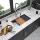 Workstation Kitchen Sink, Single Bowl Undermount 16 Gauge Stainless Steel - White