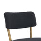 Nashford - Set of 2 - 25" Black Bar Stools with Modern Teddy Fabric Upholstery and Metal Base for Kitchen & Dining