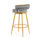 Noble - Set of 2 - 24" - 26" Grey Swivel Counter Stools with Hand-Woven Backrest and Gold Metal Legs