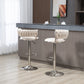 Mynroe - Set of 2 - Ivory Swivel Adjustable Counter Height Bar Stools with Footrest