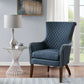 Accent Chair With Quilted Back And Silver Studs - Dark Blue