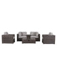 Wicker Seating Group Set With Table And Cushions