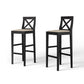 Harcourt - Set of 2 - 31" Matte Black Wood & Fabric Counter Height Bar Stools, Comfortable Padded Seat & Footrest