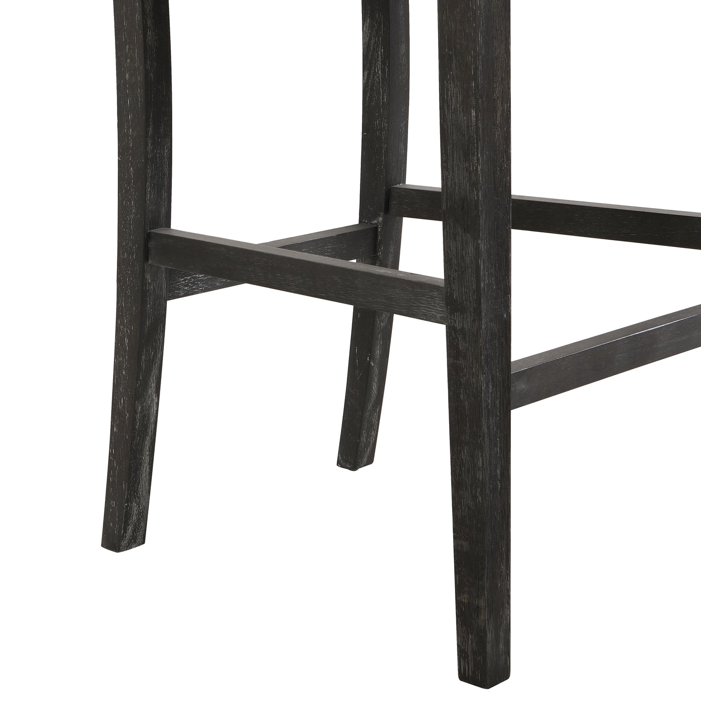 Selina Set of 2 - 30" Retro Bar Stools with Grey Upholstered Seat, Black Rubberwood Frame, and Sponge Cushion - Perfect for Kitchen, Dining Room, or Bedroom