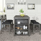 5 Pieces Counter Height Rustic Farmhouse Dining Room Wooden Bar Table Set With 2 Stools And 2 Chairs