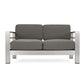 Outdoor Aluminum Loveseat With Cushion - Gray