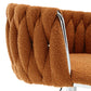 Bellavue Luxe - Set of 2 - 26" Swivel Counter Stools with Orange Boucle Upholstery and 360° Rotation